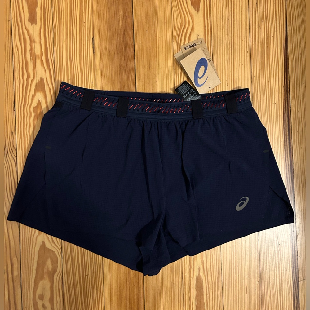 Asics Navy and Red Running Shorts
